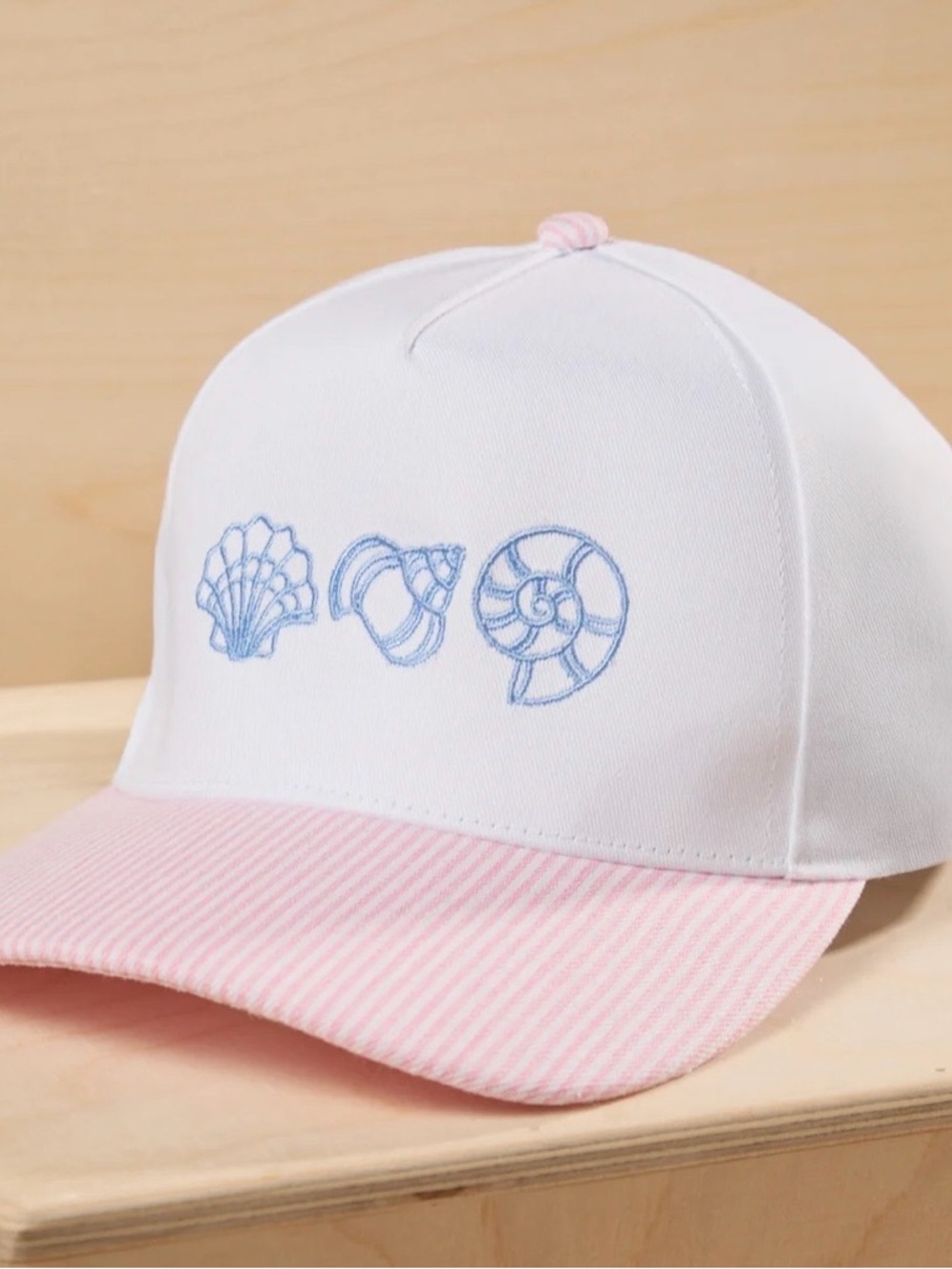 Altar'd State Pink Seashell Stripes Trucker Hat Snapback